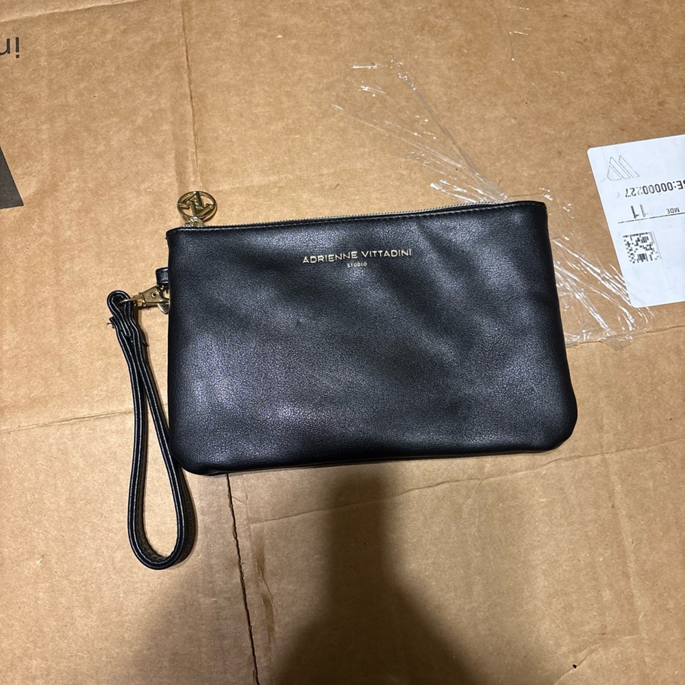 Adrienne Vittadini Black Leather Pouch